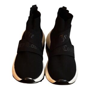 Juicy Couture Black Arielle Slip On Sock Sneakers with Logo Straps